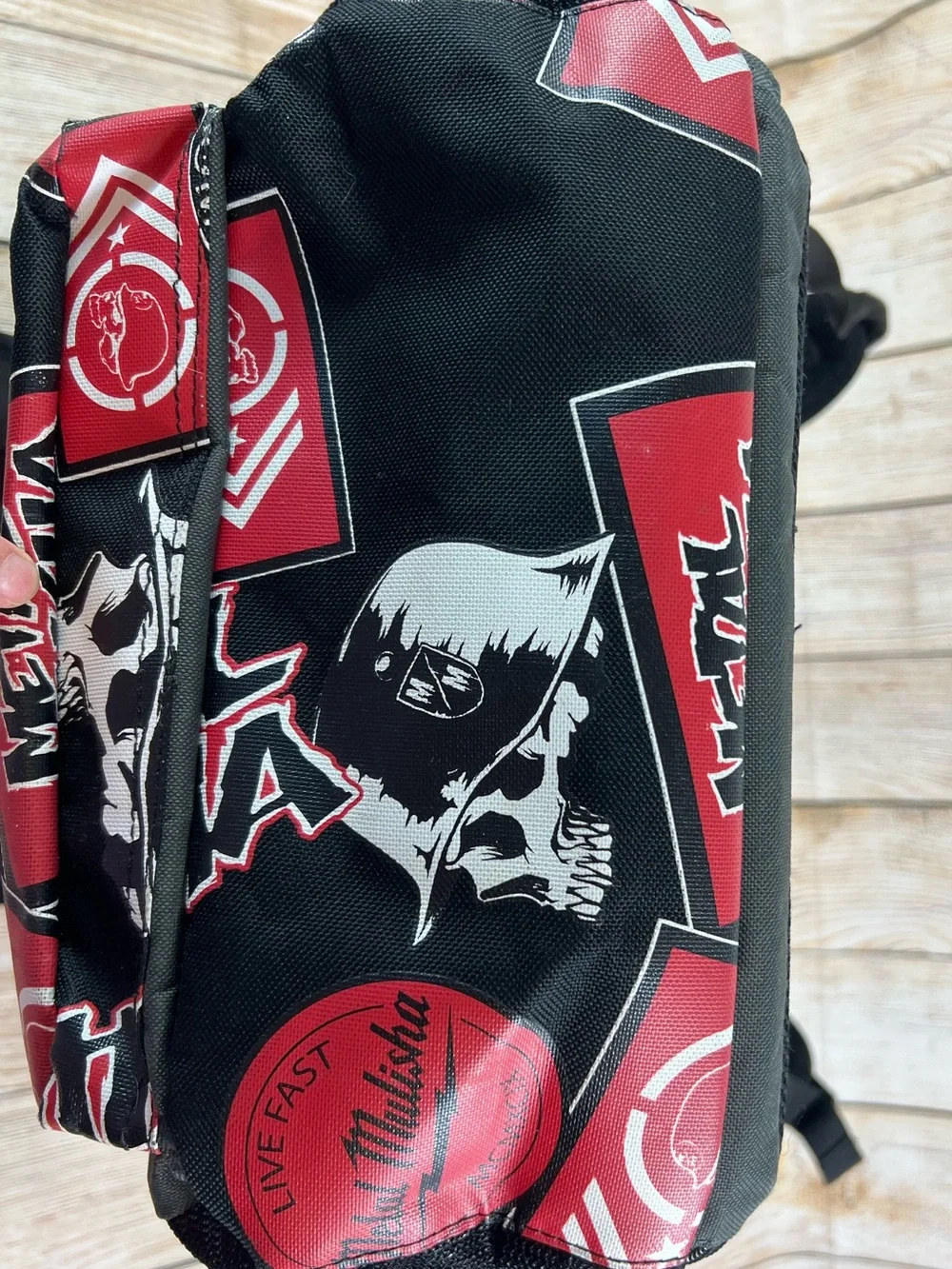 Metal Mulisha Y2K Black Grey Red Skull Logo Backpack Bag